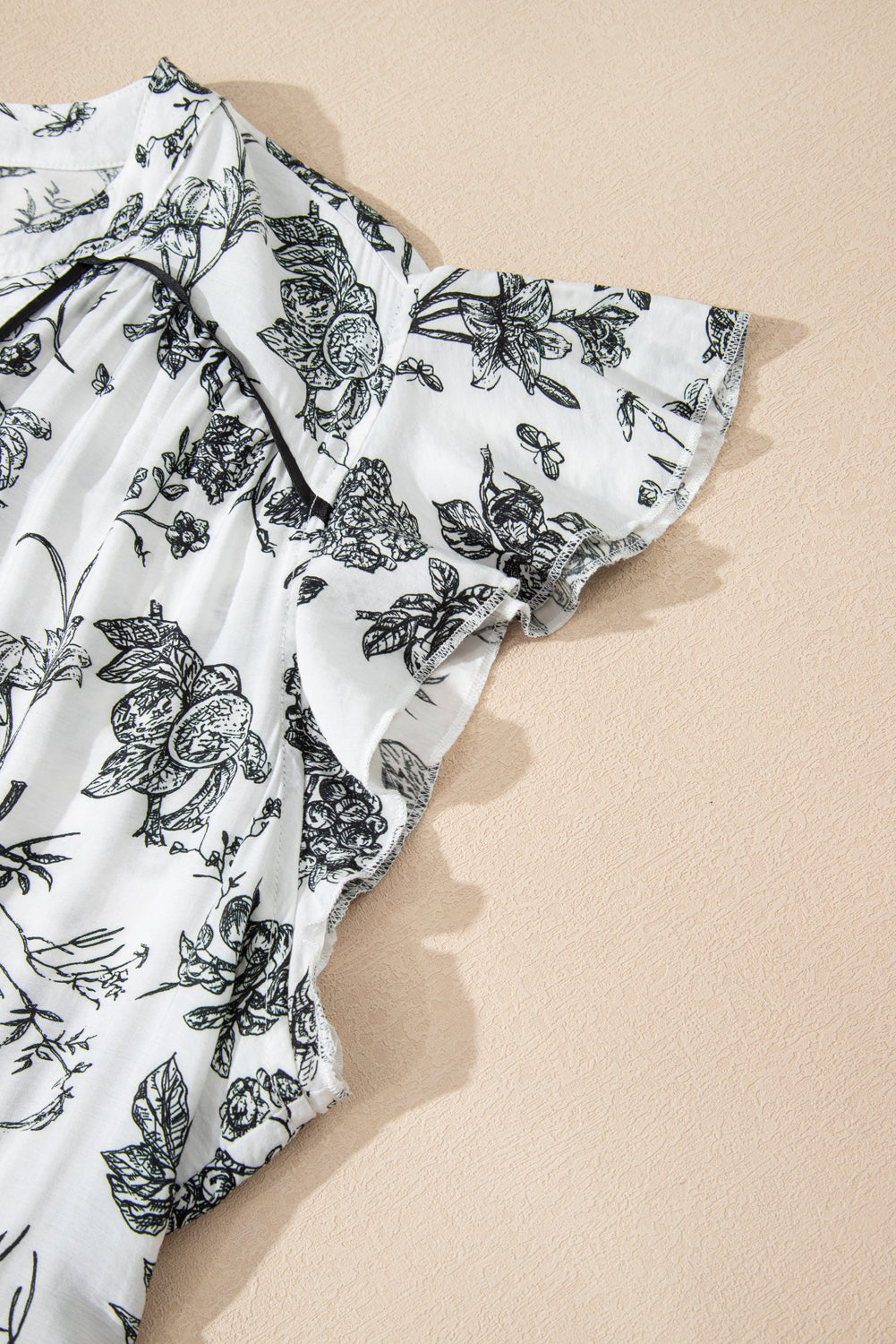 Floral Piping Trim Notch Neck Maxi Dress