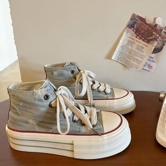 High-Top Lace-Up Casual Shoes