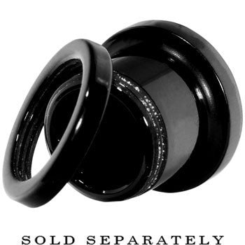 0G Black Star Ferido Crystal Acrylic Screw Fit Tunnel