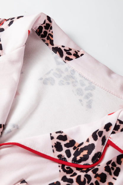 Leopard Star Bow Top & Short Pajama Set