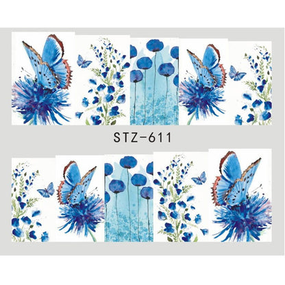 Butterfly Flower Water Transfer Decal Nail Sticker