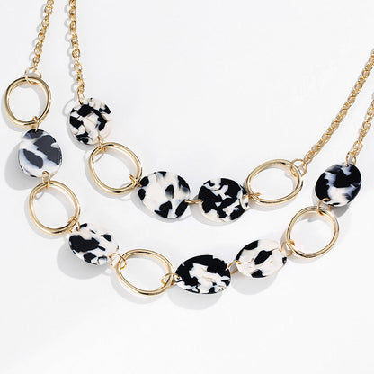 Geometric Circle Acetate Plate Multilayer Necklace