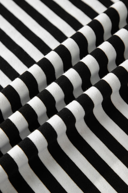 Stripe V-Neck Delicate Trim Casual Tee