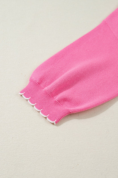 Big Ribbon Bow Contrast Stitch Sweater