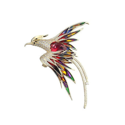 Elegant High-grade Oil Painting Phoenix Brooch