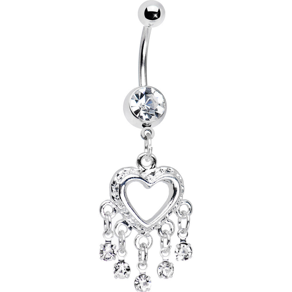 Love Drops Clear Heart Chandelier Belly Ring