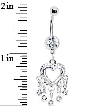Love Drops Clear Heart Chandelier Belly Ring