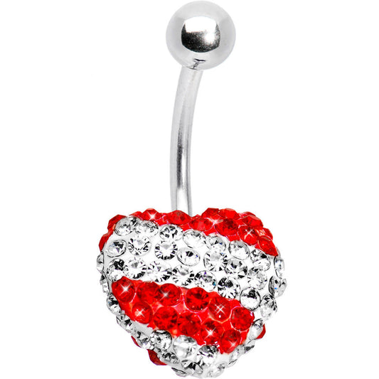 Stellar Splash Red Heart Sparkler Belly Ring