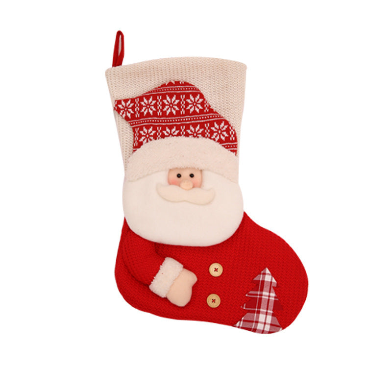 Knitted Christmas Stocking Santa Decor