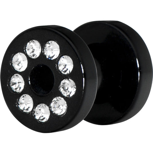 4G Black Acrylic with Clear Jeweled Flesh Tunnel