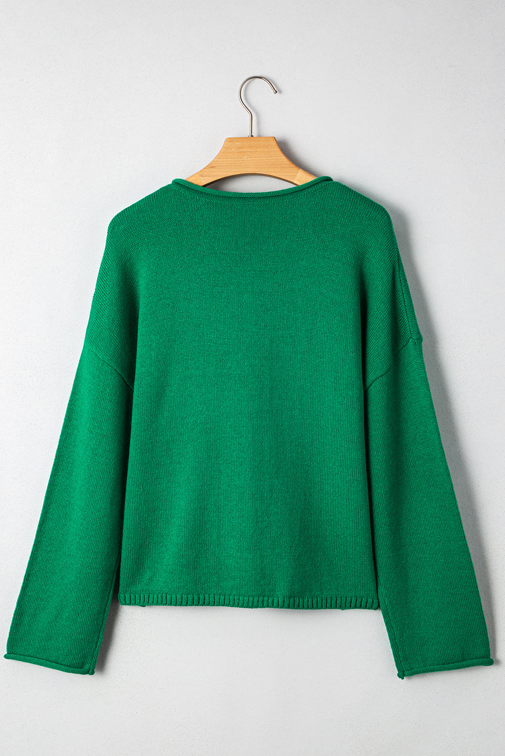 Solid Knit Button-Up Drop Shoulder Sweater Cardigan