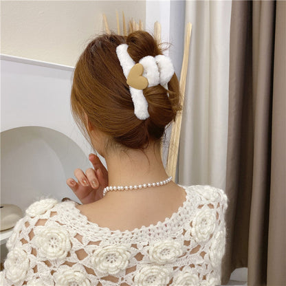 Korea Dongdaemun Love Plush Grab Clip