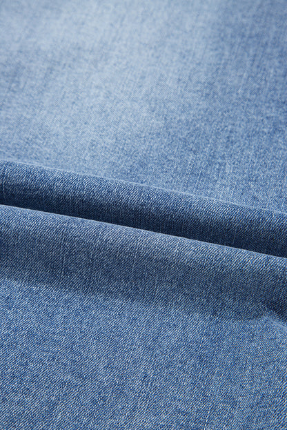Denim Distressed Midi Skirt