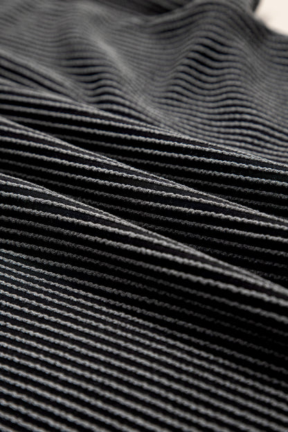 Corded Knit Colorblock Pocketed Crew Neck T-Shirt