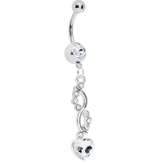 Crystalline Spiral Twist Heart Belly Ring