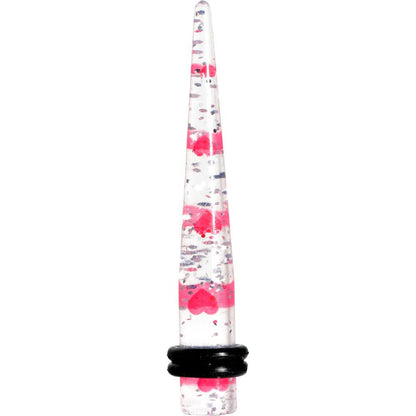Clear Acrylic Glitter Pink Heart Confetti Taper 8G to 16mm