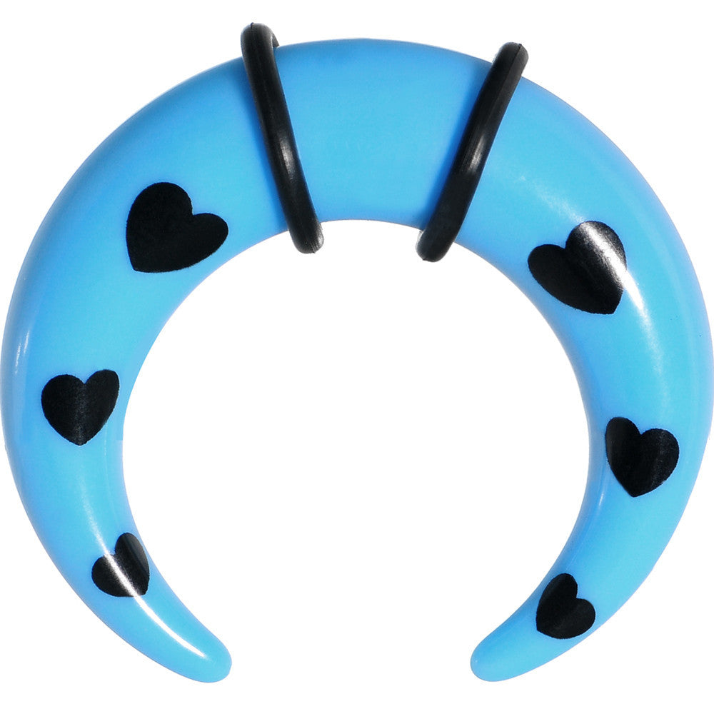 00G Sky Blue Acrylic Black Hearts Buffalo Taper