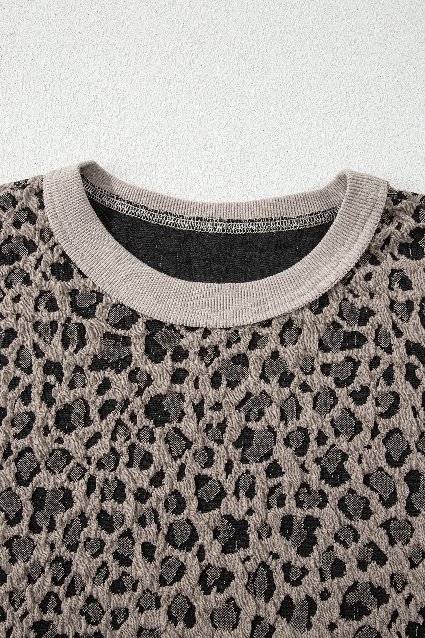 Leopard Jacquard Half Sleeve & Jumper Wide Leg Pants