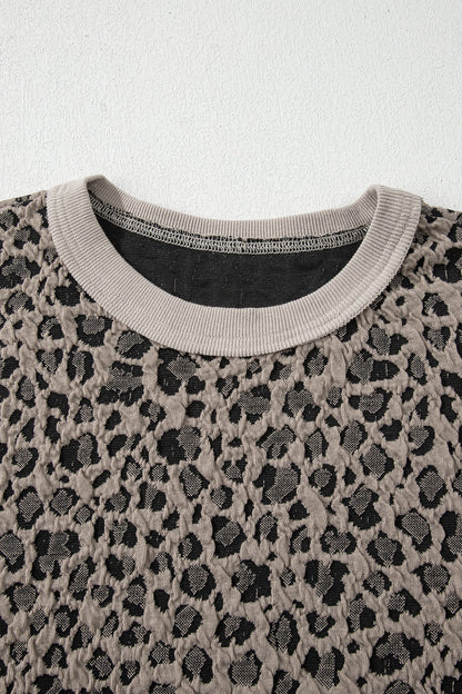 Leopard Jacquard Half Sleeve & Jumper Wide Leg Pants