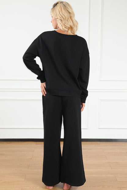 Textured Top and Pants Set