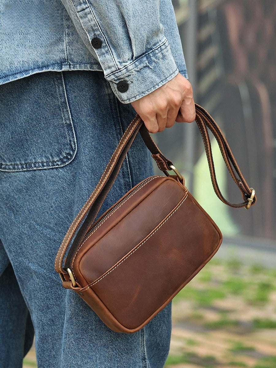Retro Genuine Leather Men's Messenger Bag