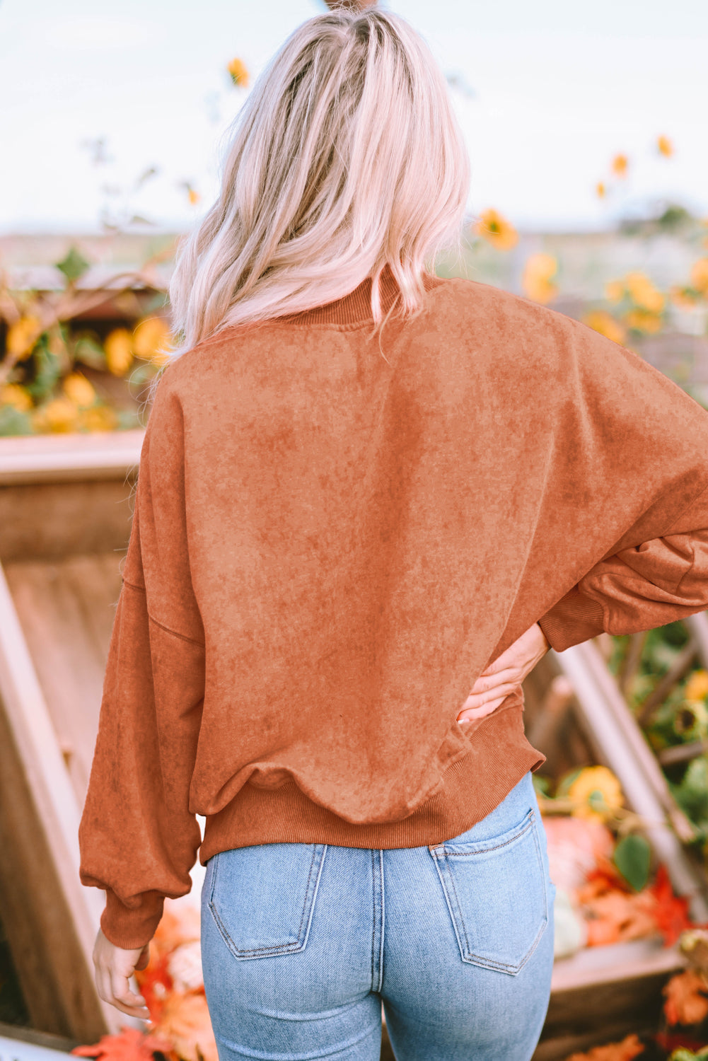 Drop Shoulder Crew-Neck Pullover Sweatshirt