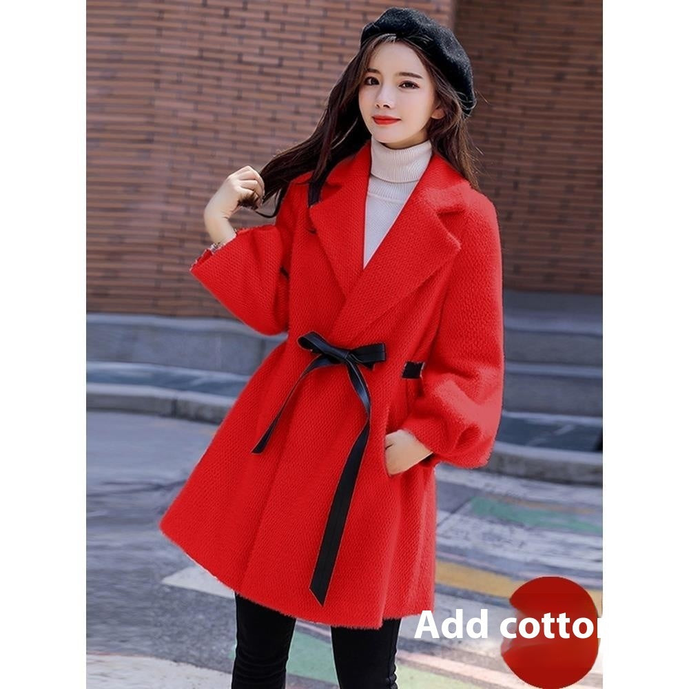 Korean Style Loose Thick Temperament Small Size Woolen Coat