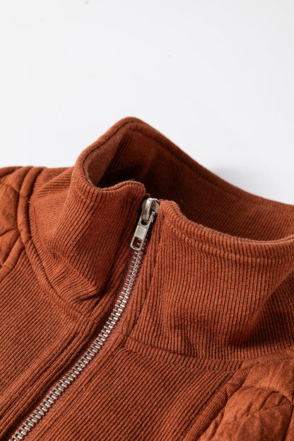 Geometric Quilted Half-Zip Sweatshirt