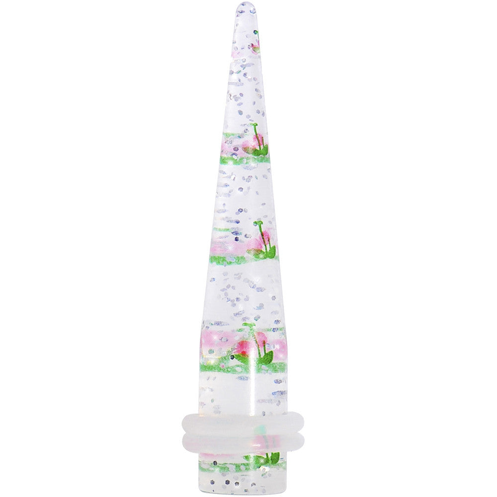 0G Clear Acrylic Glitter Pink Cherry Confetti Taper