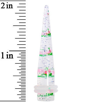 0G Clear Acrylic Glitter Pink Cherry Confetti Taper