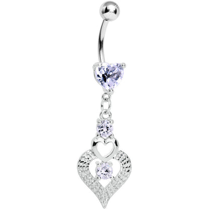 Lavender Gem Lavish Heart Drops Belly Ring