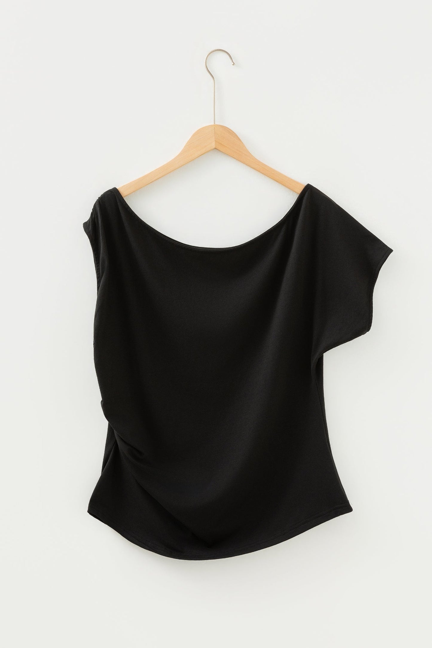 Plus Size Solid Asymmetric Neck Blouse
