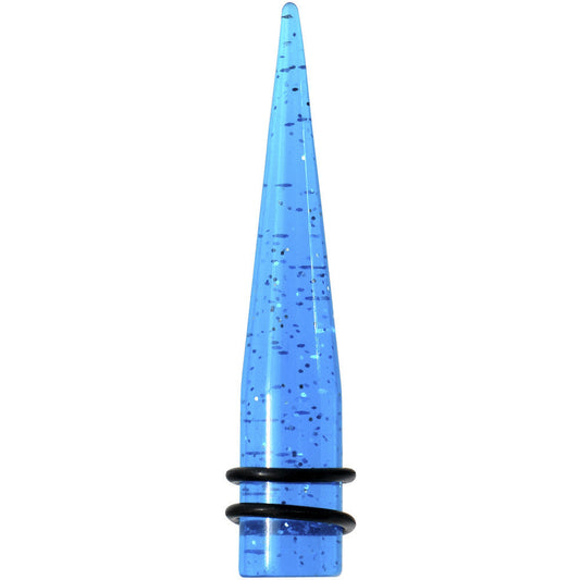 1/2 Blue Acrylic Silver Glitter Taper