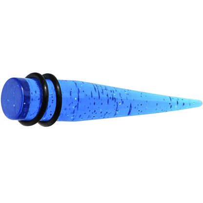 1/2 Blue Acrylic Silver Glitter Taper