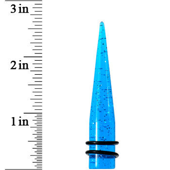 1/2 Blue Acrylic Silver Glitter Taper