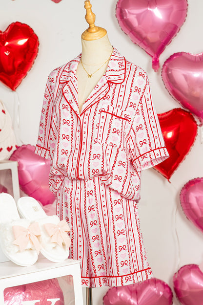 Bow Heart Top and Shorts Pajama Set
