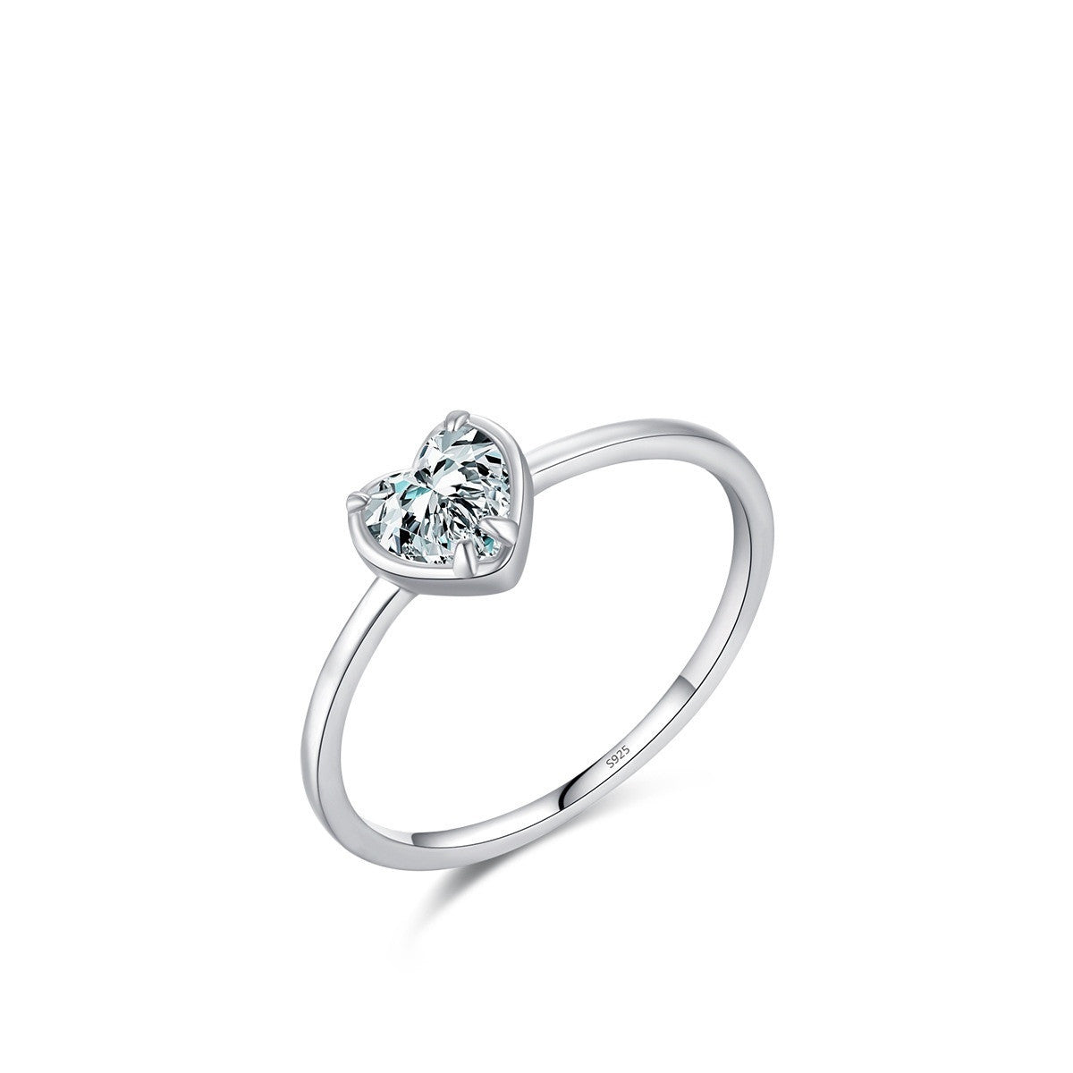 S925 Sterling Silver Heart Engagement Ring