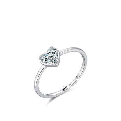 S925 Sterling Silver Heart Engagement Ring