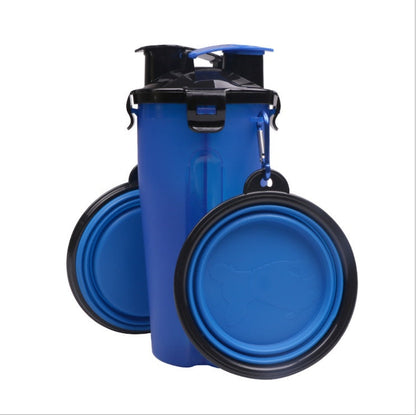 2-in-1 Pet Water Bottle Dispenser with Silicone Bowl