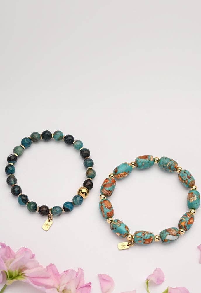 Ewa Beaded Green Agate Bracelet