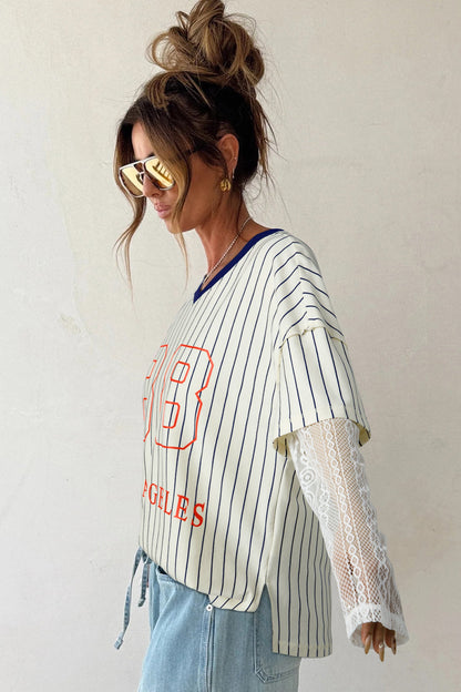 Stripe 88 LOS ANGEL Faux Two-Piece Top