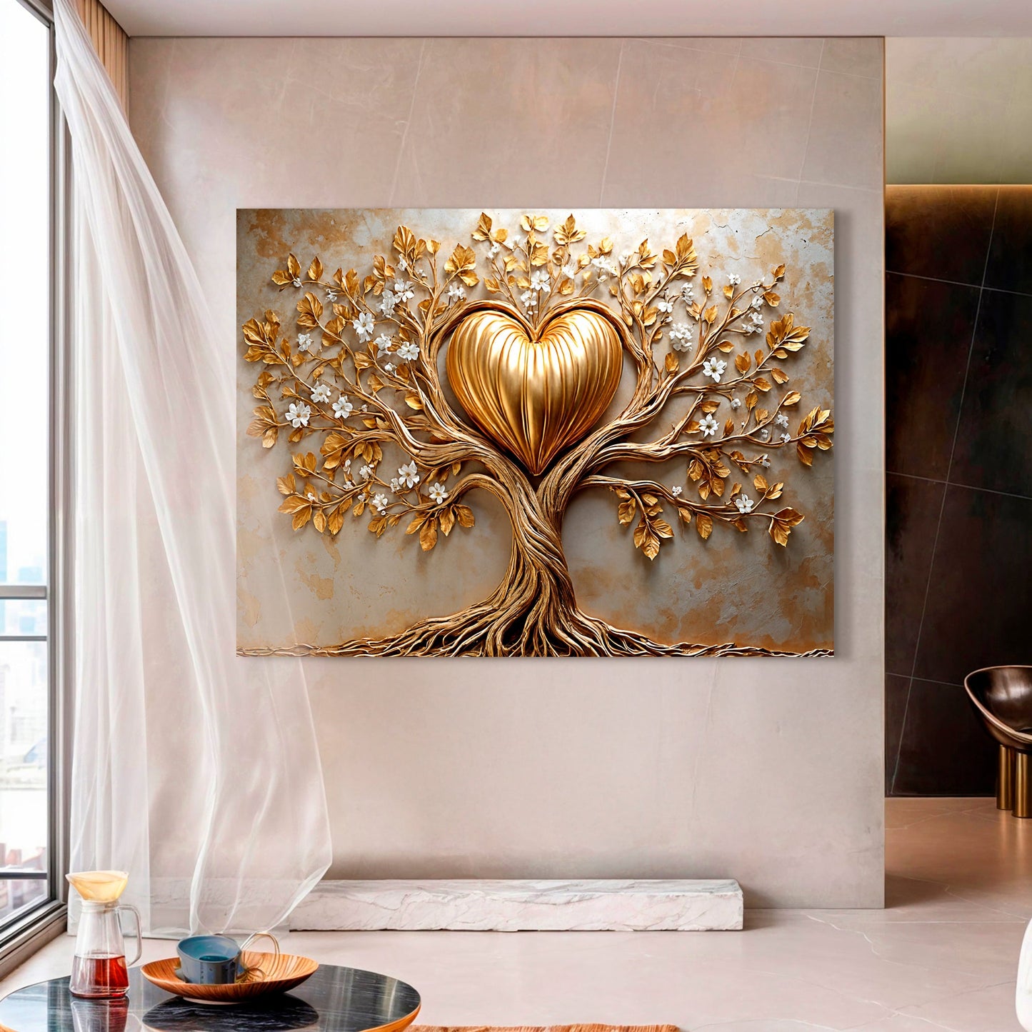Golden Tree Heart Wall Art