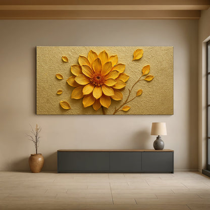 Golden Dandelion Minimalist Abstract Wall Art IV