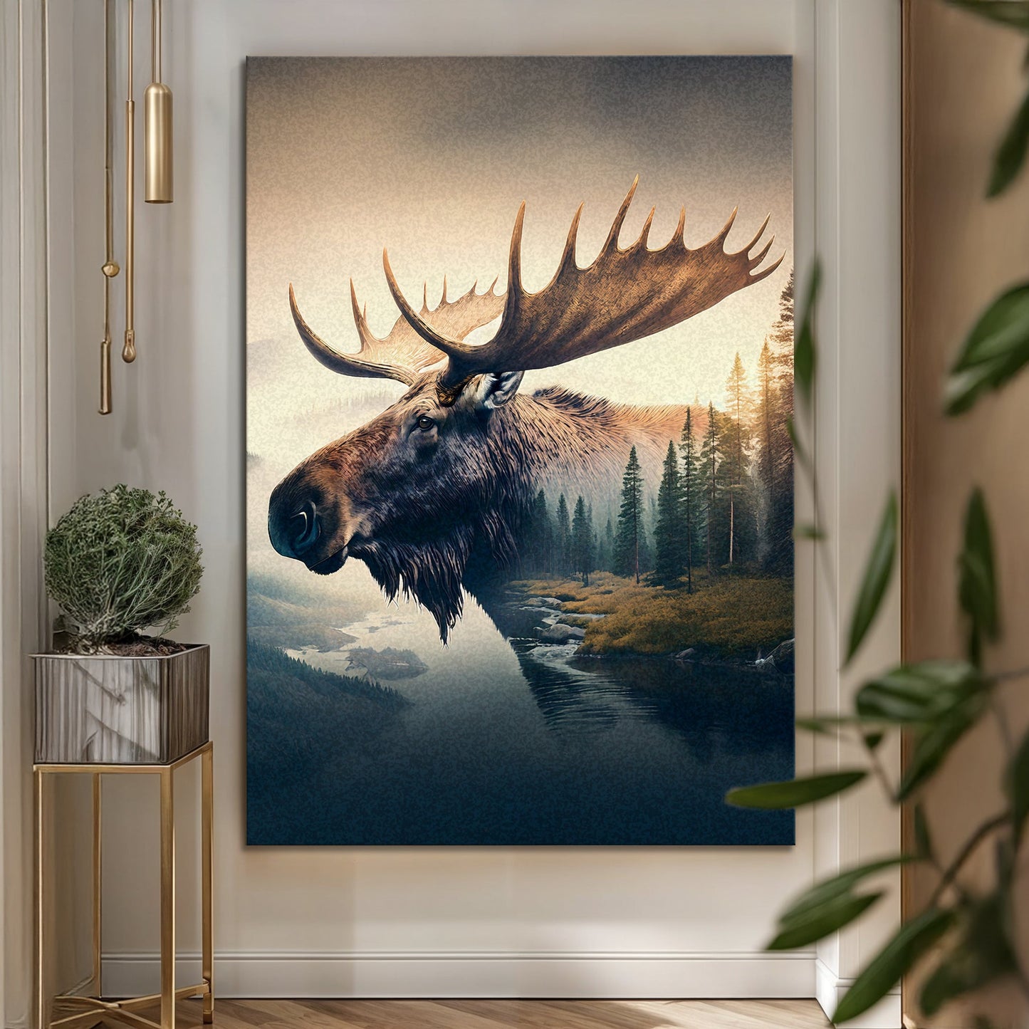 Moose Double Exposure Wall Art