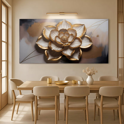 Golden Lotus Minimalist Abstract Wall Art