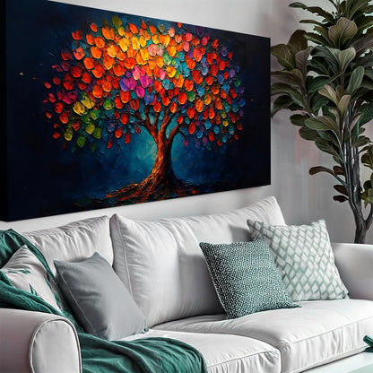 Rainbow Bloom Impasto Wall Art