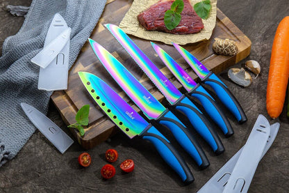 Kitchen Knife Set - Blue Handle