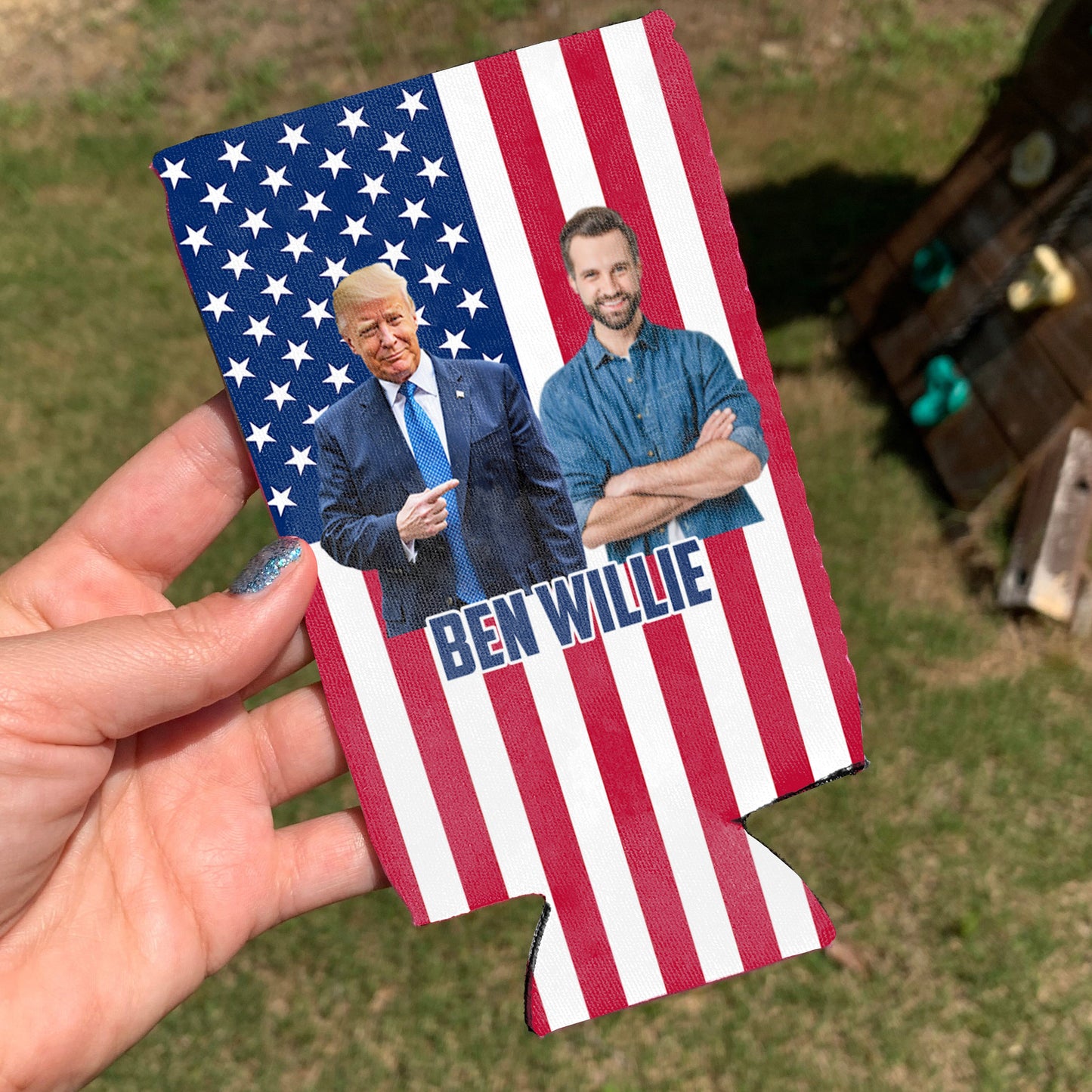 Personalized Photo With Trump Can Cooler | President Trump Can Holder | Family Gift Can Sleeve For Drinks 682434 - GOP