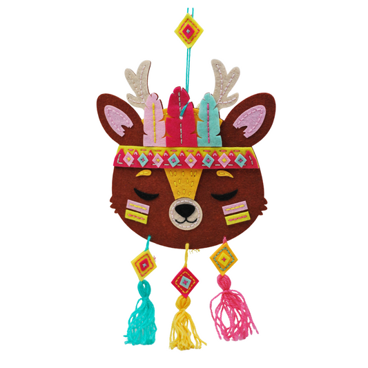 APLI Krapli - APLI Krapli Felt Wall Flag Sewing Kit Deer Precut Felt Thread & Safe Needle Ages 6+