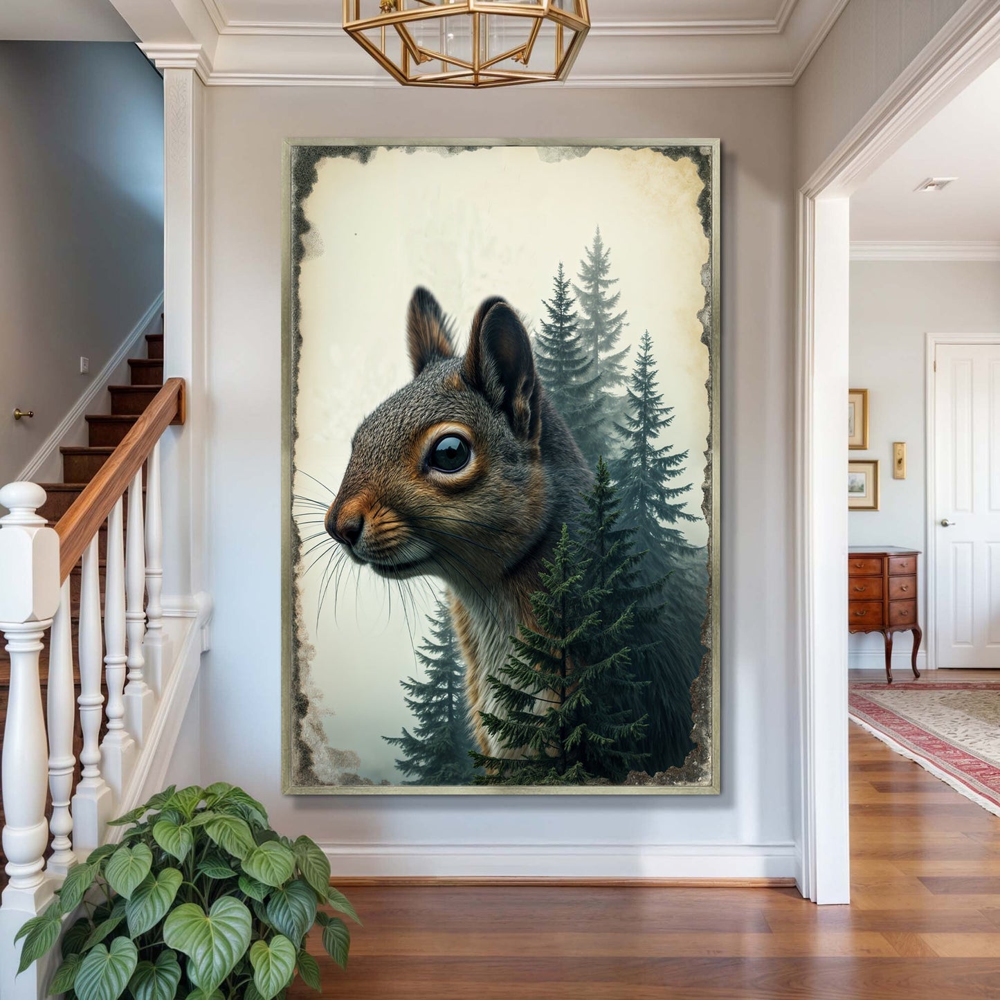 Squirrel Double Exposure Wall Art